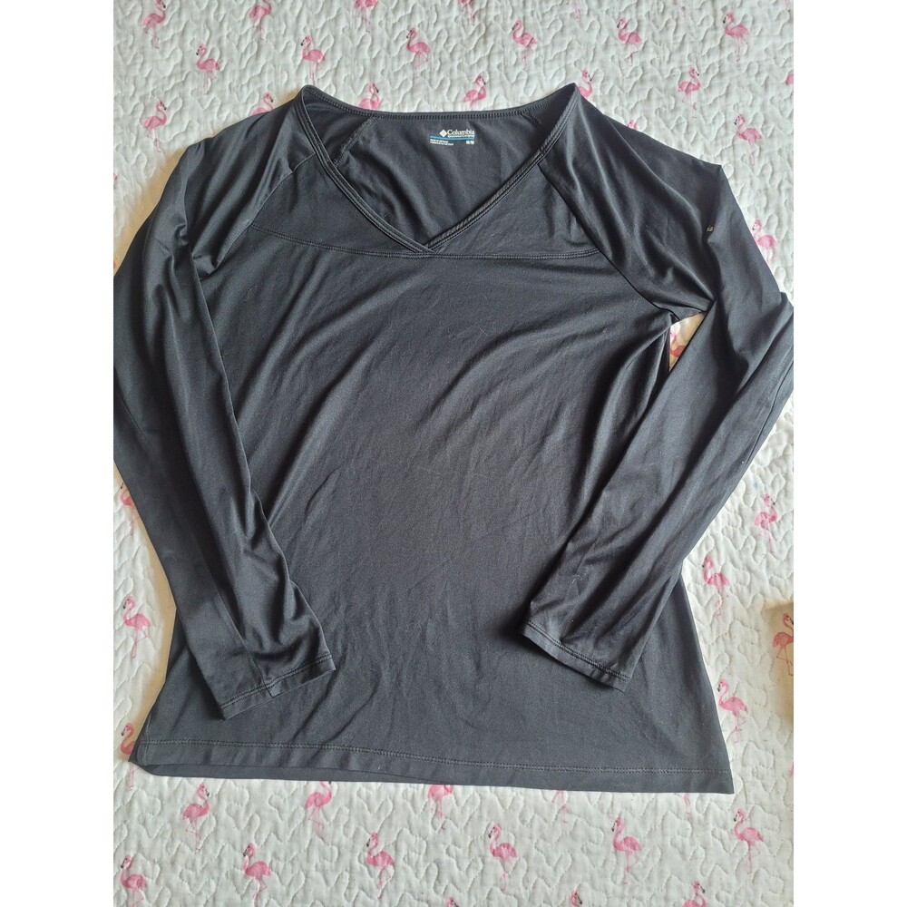 Columbia Long Sleeve V-Neck Active Shirt Black Size M #103
